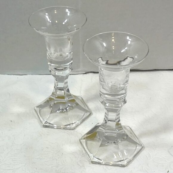 VTG MIKASA Countess Crystal Candleholders Set of 2 Original Box 5.5" Tall - Picture 2 of 11